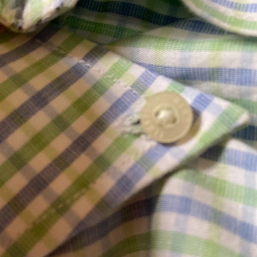 Men’s Alan Flusser small plaid green and blue button down, Size XL, Lightweight - Picture 8 of 17